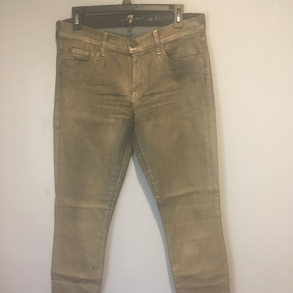 Gold Metallic 7 For All Man Kind Jeans